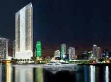 Mural de vidro traz luxo a torre em Miami